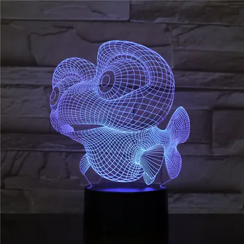 Cartoon Marlin Ryby Lampa 3D USB Visual Led Nightlights Tvorivé Dekor Štúdia Miestnosť, stolná Lampa Lampara Spanie Nočné Svetlo 2314