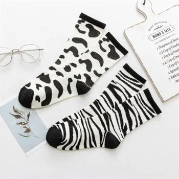 1 Pár Nových Roztomilé Ponožky Ženy Mliečne zebra Vzor Mäkké Priedušné Bavlnené Ponožky Členok-Vysoká Bežné Pohodlné Ponožky Móda