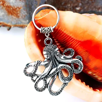 Gotický Žien kľúčenky Vintage Obrie Demon Octopus Kraken Keychain Doplnky Striebornej Farby Mužov Zvierat Šperky Unisex Dary