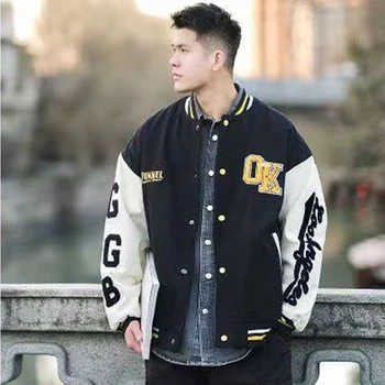 OK Výšivky Harajuku Bombardéry Varsity Jacket Muž Baseball Jednotné Jar Jeseň Ženy vrchné oblečenie Hiphop Coats Streetwear Y2k