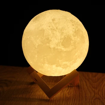 3D Tlač Mesiac Lampa USB Nabíjateľné LED Nočné Svetlo Farby Stôl Tabuľka Dotykový Spínač Domova Kreatívny Darček lampadas