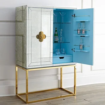 Zrkadlo, sklo, nábytok reštaurácia víno kabinet obývacia izba displeji skrine, dekoratívne kabinetu starožitné zrkadlo z nehrdzavejúcej ocele