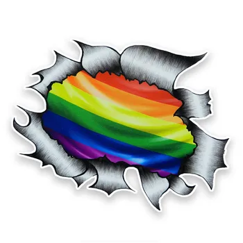Nepremokavé Krásne Gay Pride LGBT Dúhová Vlajka Motív Externé Auto Nálepky, PVC Umenie Vzor KK Vinyl 16 cm X 13 cm