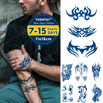 Šťava Atrament Trvalé Vodotesné Dočasné Tetovanie Nálepky Plameň Totem Lotus Vlk Scorpion Flash Tetovanie Mužské Rameno Body Art Falošné Tatto