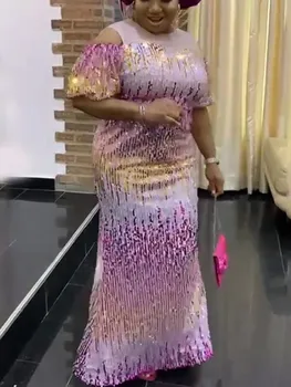 Dashiki Módne Afriky Maxi Šaty Pre Ženy Šaty In Afrika Oblečenie Večer Flitrami Oka Fishtail Šaty Župan Africaine