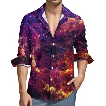 Galaxy Tričko Muž Vesmíru Trendy Ležérne Košele Jeseň Harajuku Grafické Blúzky Dlhý Rukáv Novinka Nadrozmerná Top Darček
