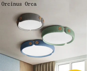 Nordic moderné jednoduché farebné tkaniny umenie stropné lampy, obývacia izba tvorivé osobnosti LED kruhové deti stropné lampy