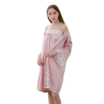 Rayon pyžamo Japonský čipky tenké sexy popruh nightdress jar a v lete voľné home service pajama šaty žien župan nastaviť