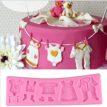 Hot Predaj Pop 3D Detské Oblečenie Sprcha DIY Silikónové Formy Fondant Kuchyňa Cake Zdobenie Formy na Čokoládu Pečenie Nástroje