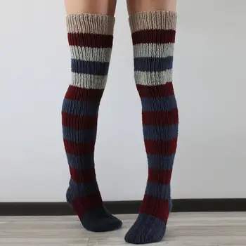1 Pár Štýlový Multi-farby Žien Zime Nad Kolená, Pančuchy Stehenné Vysoké Ponožky Vysoká Pružnosť Udržať v Teple