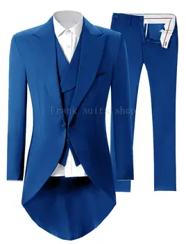 2019 Nové Groomsmen Kráľovská Modrá Ženícha Tuxedos Vrchol Klope Muži Obleky, Svadobné Najlepší Muž Sako ( Bunda+Nohavice+Vesta )