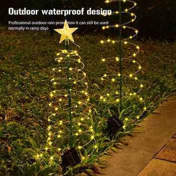 Led Vianočný Stromček Lampy Vonkajšie Nepremokavé Solárna Dekorácia Solárny String Svetla Do Nového Roku 2022 Ornament Záhradné Dekorácie