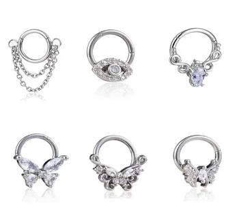 Piercing Šperkov nové predaj nerezovej ocele nose krúžok motýľ očí, nosa hoop dospelých pre ženy crystal chainpiercing telo šperky