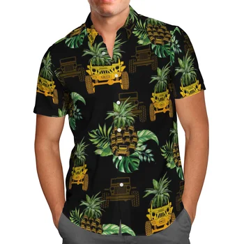 Ananás 3D Tlač Pláži Havajské 2021 Letné Tričko Krátky Rukáv Tričko Streetwear Nadrozmerné 5XL Camisa Sociálne Košieľka Homme