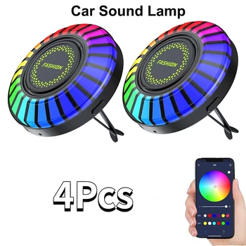 Auto Hudobný Rytmus Lampa Osviežovač Vzduchu RGB LED Pásy Zvuk, Ovládanie Hlasom Rytmus Atmosféru Svetla 256 Farieb Možnosť Aplikácie Ovládanie