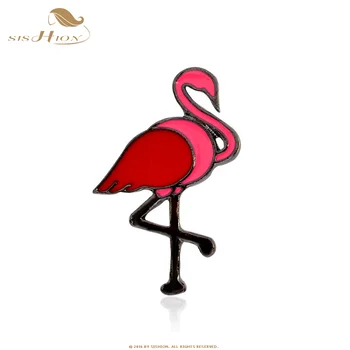 SISHION Najlepšie lady Módne Ženy Červená Flamingo Brošne Šperky Kolíky, Lacné, Veľkoobchod hot Svadobné Dary Zvierat Smalt Vtákov Brošňa