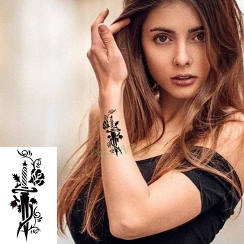 Nepremokavé Dočasné Tetovanie Nálepky kvet vinutia meč tatto flash tetovanie falošné tetovanie pre lady muži ženy