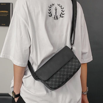 Tidog Japonský retro vytlačené trendy pánske taška na zips, jedno taška cez rameno