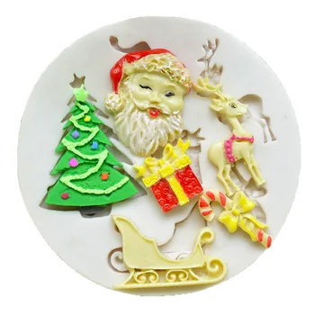 YJ.SHYU Vianočný Stromček Santa Claus Jeleň Darček Silikónové Formy Cake Zdobenie Nástroje pre Čokoládové Plavidlá 3D forma na Pečenie Potravín, Plesní