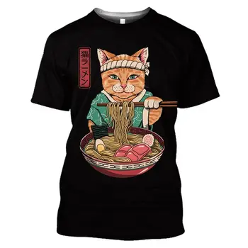 2022 Retro Tričko Pre Mužov Japonský Samuraj Cat T-shirt Letné Tričká Nové pánske T-shirt Bežné Krátky Rukáv Športové Fitness Top