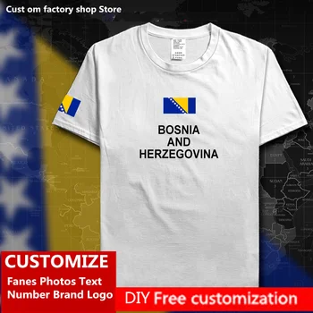 Bosna a Hercegovina Bavlnené tričko Vlastné Jersey Fanúšikov DIY Meno, Číslo, Značka, LOGO Hip Hop Móda Voľné Bežné T-shirt