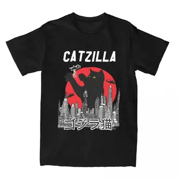 Catzilla Mačiatko Milenca Cat T-Shirt Mužov Kráľ Monster Zábava Čistej Bavlny Tee Tričko O Krk Krátky Rukáv T Košele Tlačených Topy