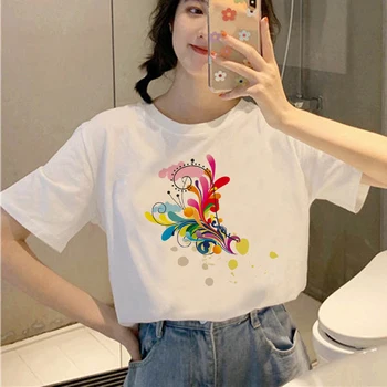 Nadrozmerné Ženy, T Košele Grafické 90. rokov Dievčatá v Lete Krátky Rukáv Bežné kórejský Fashion T-Shirt Estetické Tees Harajuku T Tričko