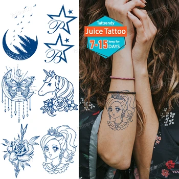 Dlhotrvajúci Tetovanie Šťavy Atrament Prírodných Vôd Prenos Ruku, Puzdro Remienok Dočasné Tetovanie Malé Unicorn Space Roztomilý Vzory
