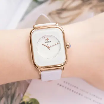 2022 WWOOR Ženy Top Značky Luxusný Minimalizmus Módne Hodinky Bežné Biele Hodinky Lady Obdĺžnik Quartz Náramkové Hodinky zegarek damski