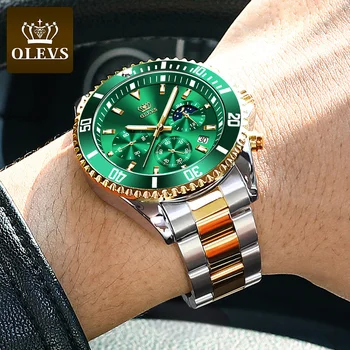 Muži Luxusná Nerezová Oceľ Mužov Quartz náramkové hodinky Športové Nepremokavé Ponoriť Zelená Náramkové hodinky pánske Hodinky