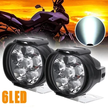 2 ks Motocyklov predné svetlo 6500k Biela Super Svetlé 6 LED Pracovné Bodové Svetlo Motocyklové Hmlové Svietidlo 1200L LED Skútre Pozornosti