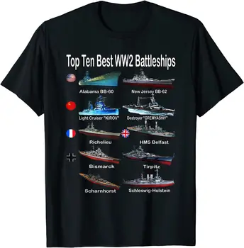 Top Desať Najlepších WW2 Bitevných Námorné vojnové lode pre Dospelých Mužov T-Tričko Krátky Rukáv Bežné 100% Bavlna Tričká