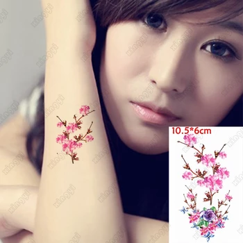 Nepremokavé Dočasné Tetovanie Nálepku Malá Slivka Bossom Rose Zelenej Listovej Dievčatá Tetovanie Body Art Vody Prenos Flash Tatto Ženy Muži