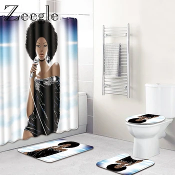 Zeegle Wc Koberec Vaňa Rohože Kúpeľňa Mikrovlákna Koberec s Sprchový Záves Non-Slip Vaňa Mat 3D Vytlačené Koberec pre Kúpeľňa