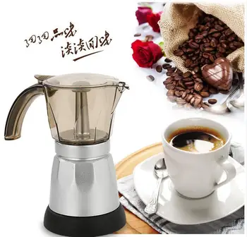 Elektrický kávovar Hliníkový Materiál, Hrnce Moka Hrniec Mocha coffe Stroj Filtra Kávy Espresso Maker 6cups/300 ml
