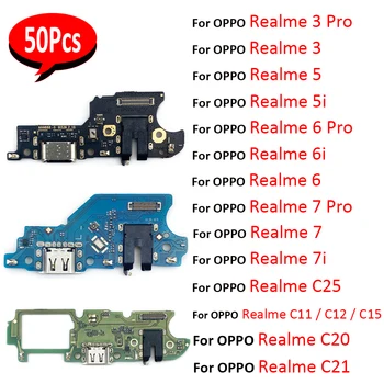 50Pcs，Pre OPPO Realme C12 C15 C21 7 6 6i 5 5i 3 Pro C11 C20 C25 USB Nabíjací Port Dock Konektor Nabíjačky Konektor Rada Flex Kábel