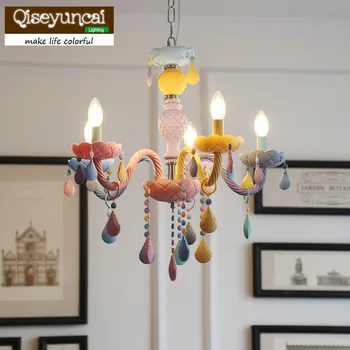 Qiseyuncai Americký macarons farby zodpovedajúce reštaurácia krištáľový luster detskej izby dievča spálňa domáce dekorácie, lampy