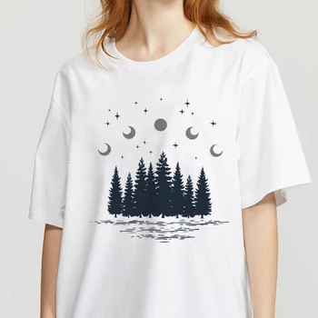 Žena horských Strom Vytlačené Harajuku Letné Tričká Bežné Okrúhlym Výstrihom, Krátke Slee Top Tee ženy vtipné tričko