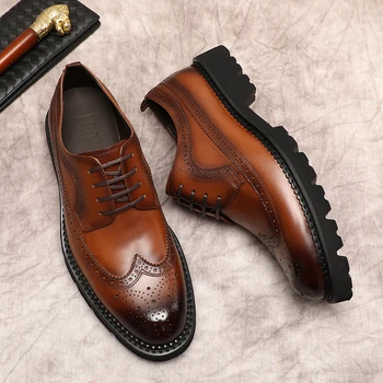 Muži Kožené Formálne Business Topánky Originálne Kožené Šaty, Topánky Mužov Luxusné Čierna Hnedá Čipky Svadobné Bežné Oxford Prízvukom Topánky