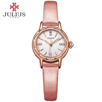 JÚLIUS Sledovať 2017 Nové Dizajnér Náramkové hodinky Módne Kožené Pútko Quartz Hodinky Ženy Hodinky Top Značky Silver Rose Gold JA-908
