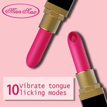 Muž Nuo USB nabíjateľné Rúž Vibrátor Jazyk Lízanie Stimulátor Klitorisu Vibračné Vajíčko Bullet Masáž sexuálnu Hračku Pre Ženy