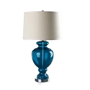 Modrá Tekvica Váza Sklo, Stolové Lampy, Obývacia Izba, Spálňa, Nočné Lampy 220v 110v EÚ Plug Art Deco MJ1026
