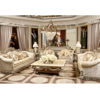 Vysoká Kvalita Vlastné Európskej Villa Luxusný Gauč Všetky Masívneho Dreva Ručne Vyrezávaný Francúzsky Čaj Stôl Imperial Concubine Stoličky