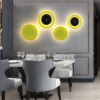 Moderné umenie typ disku LED lampa uličkou nástenné svietidlo osvetlenie kuchyne, spálne, stropné lampy steny v obývacej izbe na čítanie vpredu a vzadu žiara
