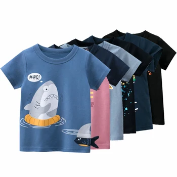 Nové kreslené dinosaura 3D vytlačené čistej bavlny chlapci T-shirt priedušná voľné ležérny top 2-7 rokov detí veľkoobchod 2 kusy