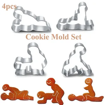 4Pcs Novinka Sexy Dospelých Hry Cookie Formy Nastaviť Nehrdzavejúcej Ocele 3D Pečivo, Sušienky Cookie Cutter DIY Vajcia Formy na Pečenie Príslušenstvo