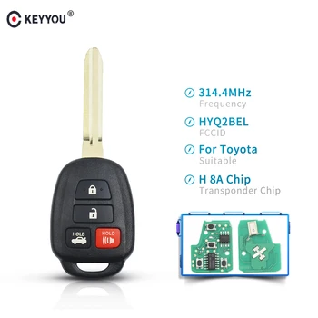 KEYYOU HYQ2BEL Pre Toyota Camary Corolla 2015-2017 314.4 MHZ S H Čip, 4 Tlačidlá Diaľkového Tlačidlo Smart Auto príveskom, Nezostrihané Čepeľ