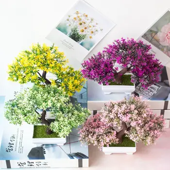 Umelé Rastliny Bonsai pre Domáce Dekorácie Zelená Malé Stromy Falošné Kvety Domov Záhrada Ornament Umelý Kvet Črepníkové