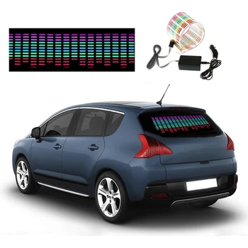 45X11CM čelného skla LED Aktivované Zvukom Ekvalizér Auto Neon EL Svetlo, Hudba, Rytmus Flash Lampa Nálepka S Ovládací Box