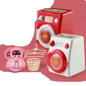 Montessori práčka Hračka Set Detský domček pre bábiky Miniatúrne Nábytok Rodič-dieťa Interaktívne Predstierať, že Hrať Rodiny Playset Dary
